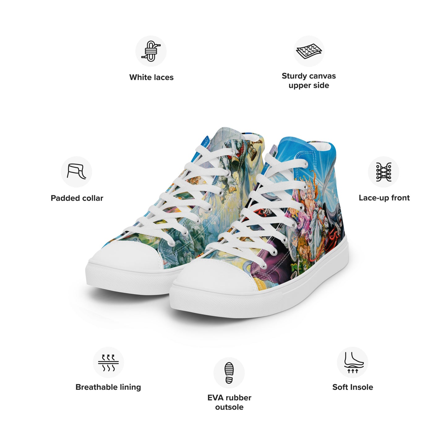 Mort Men’s High Top Canvas Shoes -  Free Shipping! *US SIZES SHOWN! USE CHART!