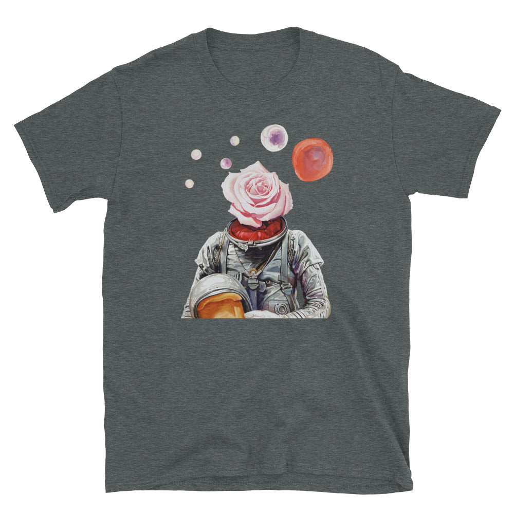 Spaceman Rose Short-Sleeve Unisex T-Shirt (Thick & heavy but soft)